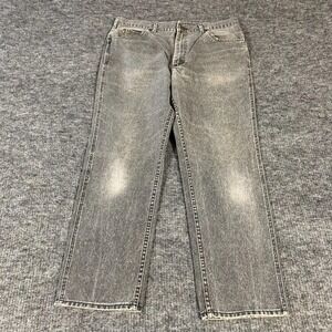 VTG Lee Jeans Mens 36x29 Gray Straight Stone Wash Denim Distressed Faded 90s